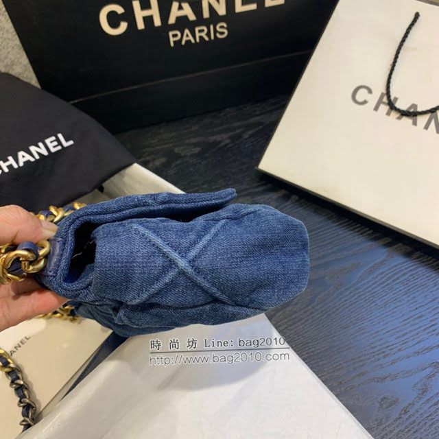 Chanel女包 香奈兒專櫃最新款小號牛仔布包 Chanel19系列牛仔口蓋包 AS1160  djc4312